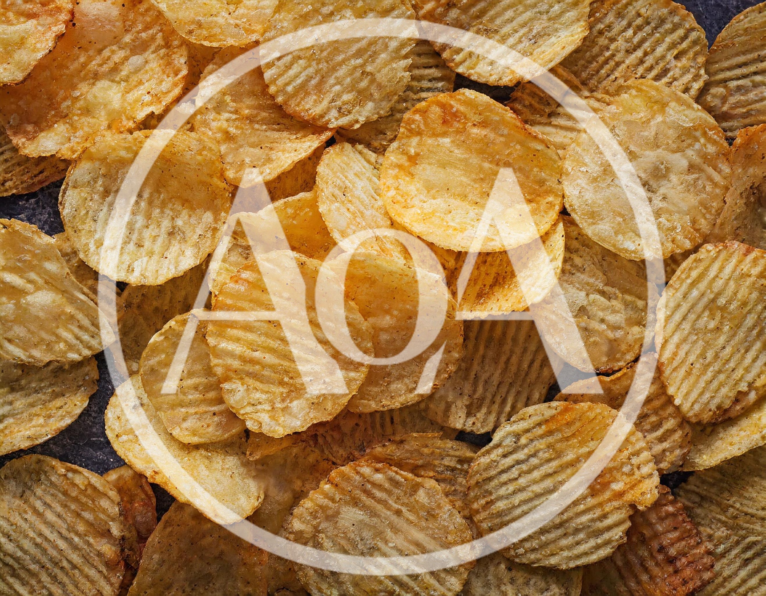 Top Down View Of Crispy Ruffled Potato Chips