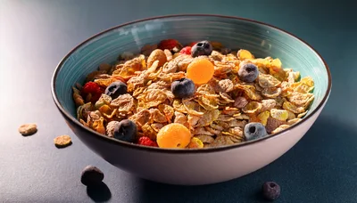 Bowl of Healthy Cereal with Fresh Berries