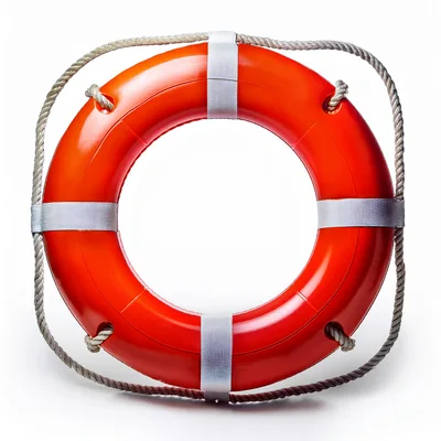 Orange Lifebuoy Ring With White Reflective Strips