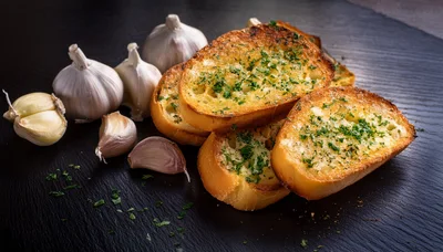 Toasted Garlic Bread Slices With Fresh Herbs
