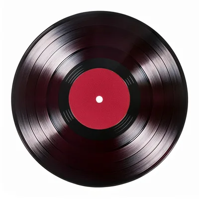 Classic Black Vinyl Record With Red Center Label