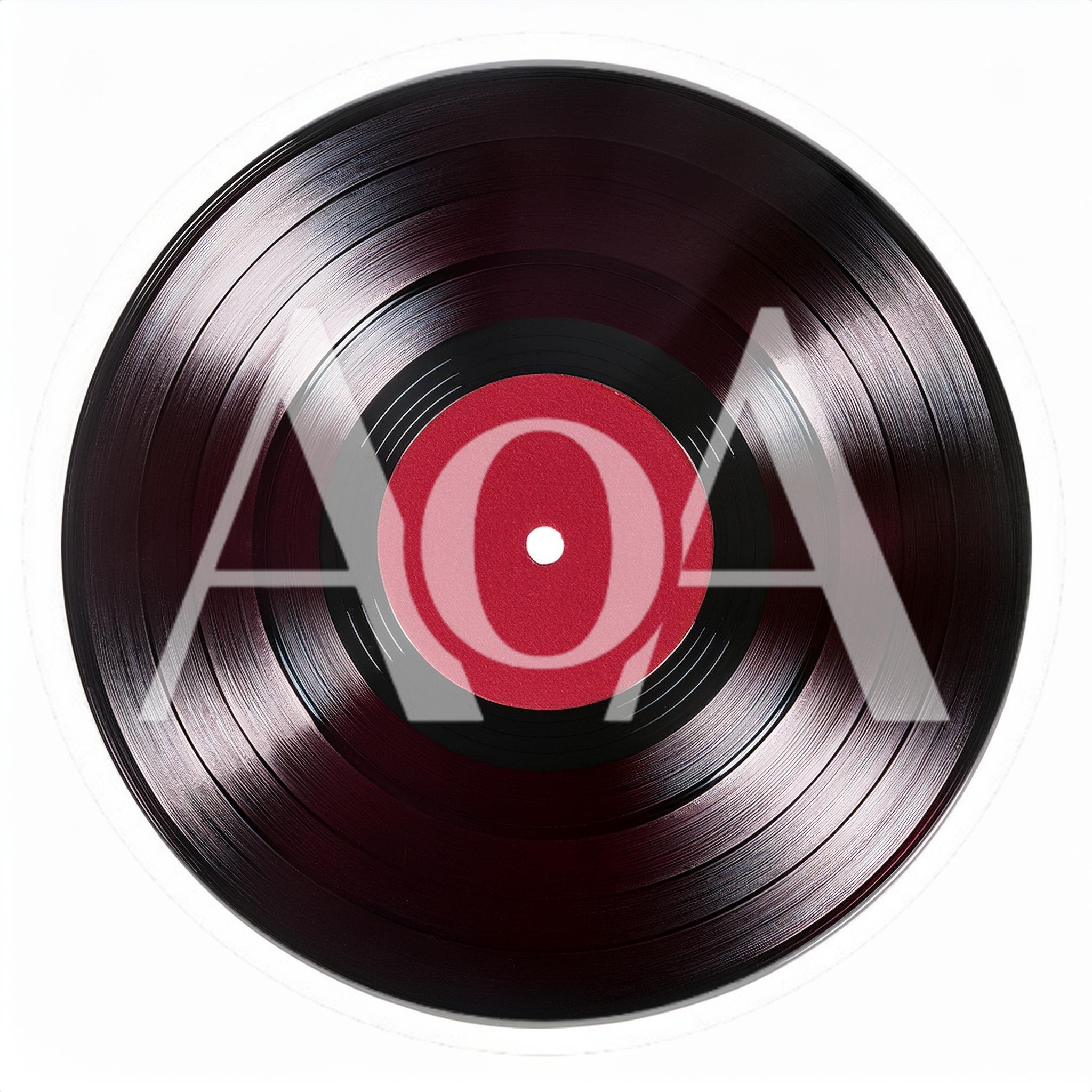 Classic Black Vinyl Record With Red Center Label