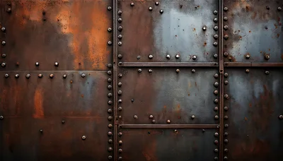 Industrial Metal Wall With Riveted Steel Plates