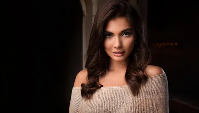 Portrait Of A Beautiful Young Woman With Wavy Hair