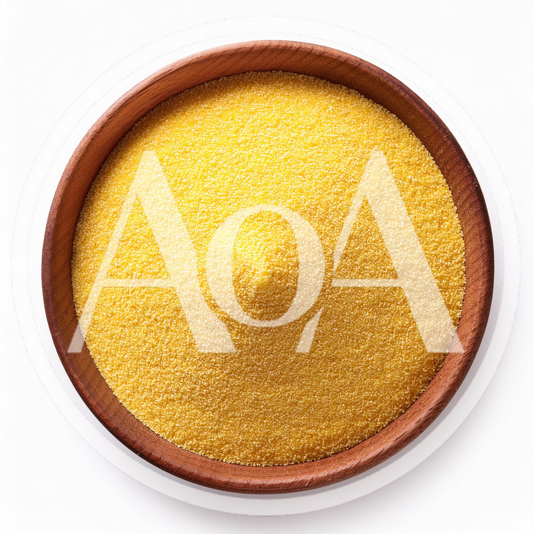 Yellow Cornmeal In A Wooden Bowl