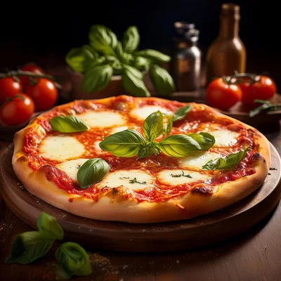 Fresh Margherita Pizza With Basil And Tomatoes