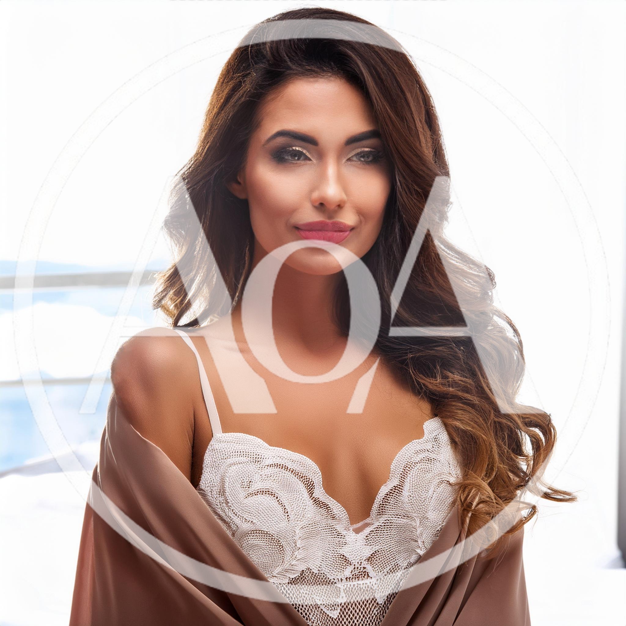 Beautiful Woman Wearing Lace Lingerie And Silk Robe