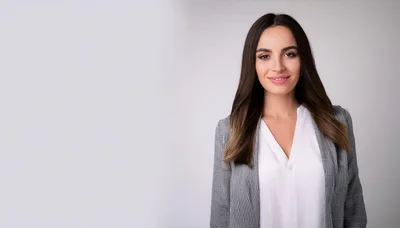 Professional Business Woman Smiling In Studio Portrait