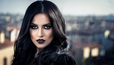 Portrait Of A Gothic Woman With Dark Makeup