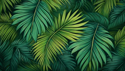 Lush Tropical Palm Leaves Background