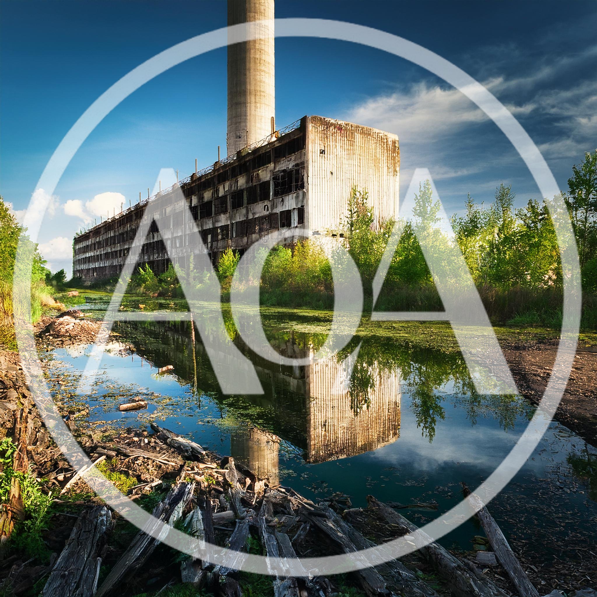 Abandoned Industrial Factory Building With Tall Smokestack