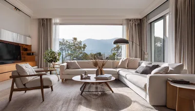 Modern Living Room With Panoramic Mountain View