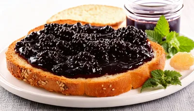 Slice Of Toasted Bread With Blackberry Jam