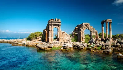 Ancient Roman Ruins By The Mediterranean Sea