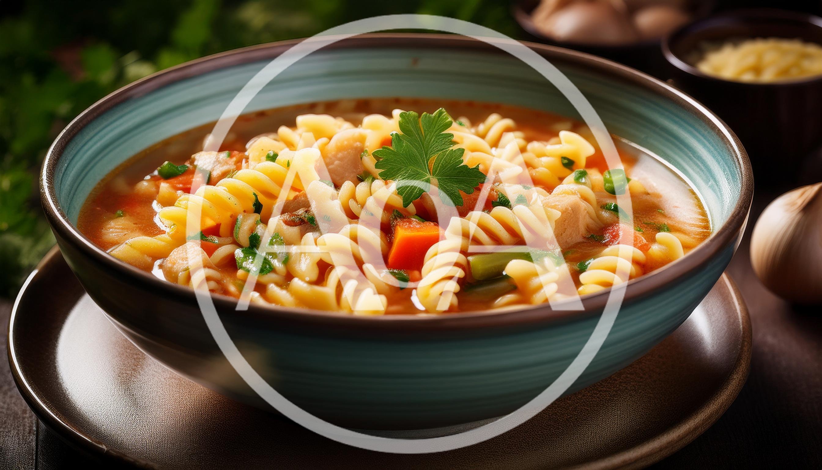 Bowl Of Chicken Noodle Soup With Vegetables