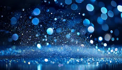 Abstract Blue Glittering Bokeh Background With Light Particles