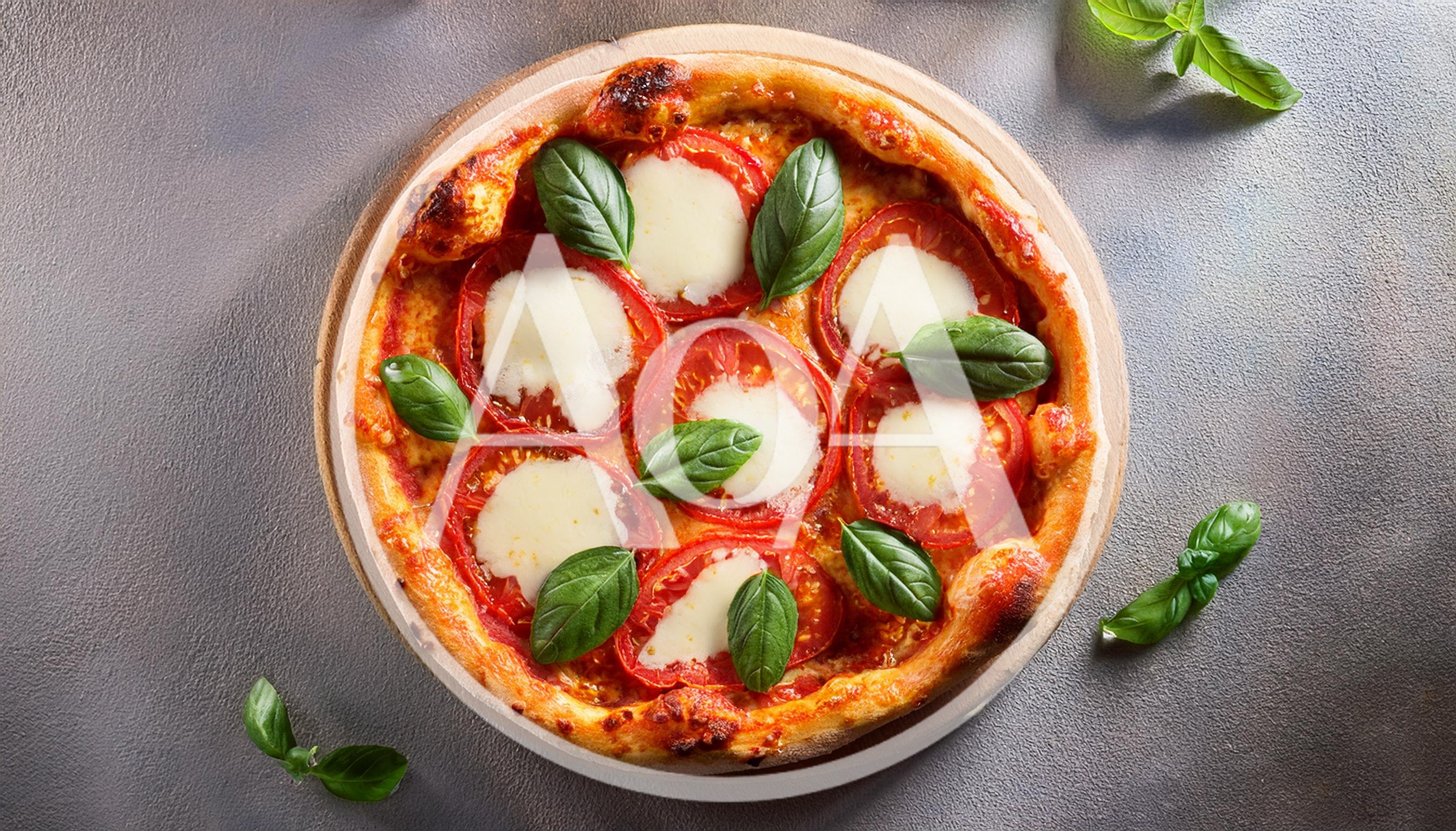 Fresh Margherita Pizza With Basil On Wooden Board