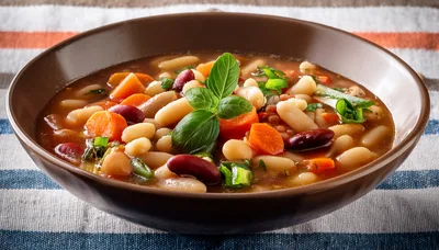 Bowl Of Hearty Vegetable And Bean Soup