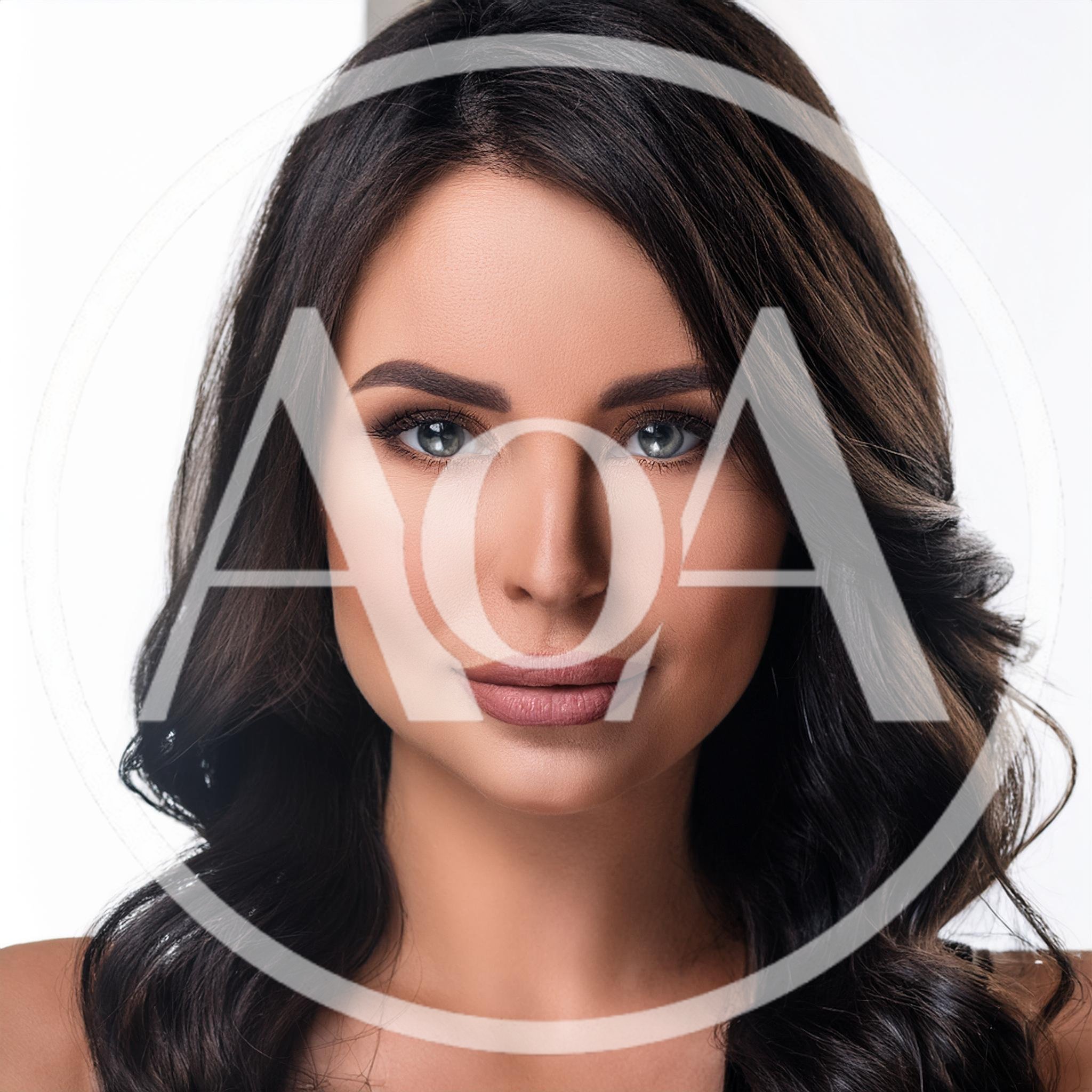 Portrait Of A Beautiful Woman With Dark Wavy Hair
