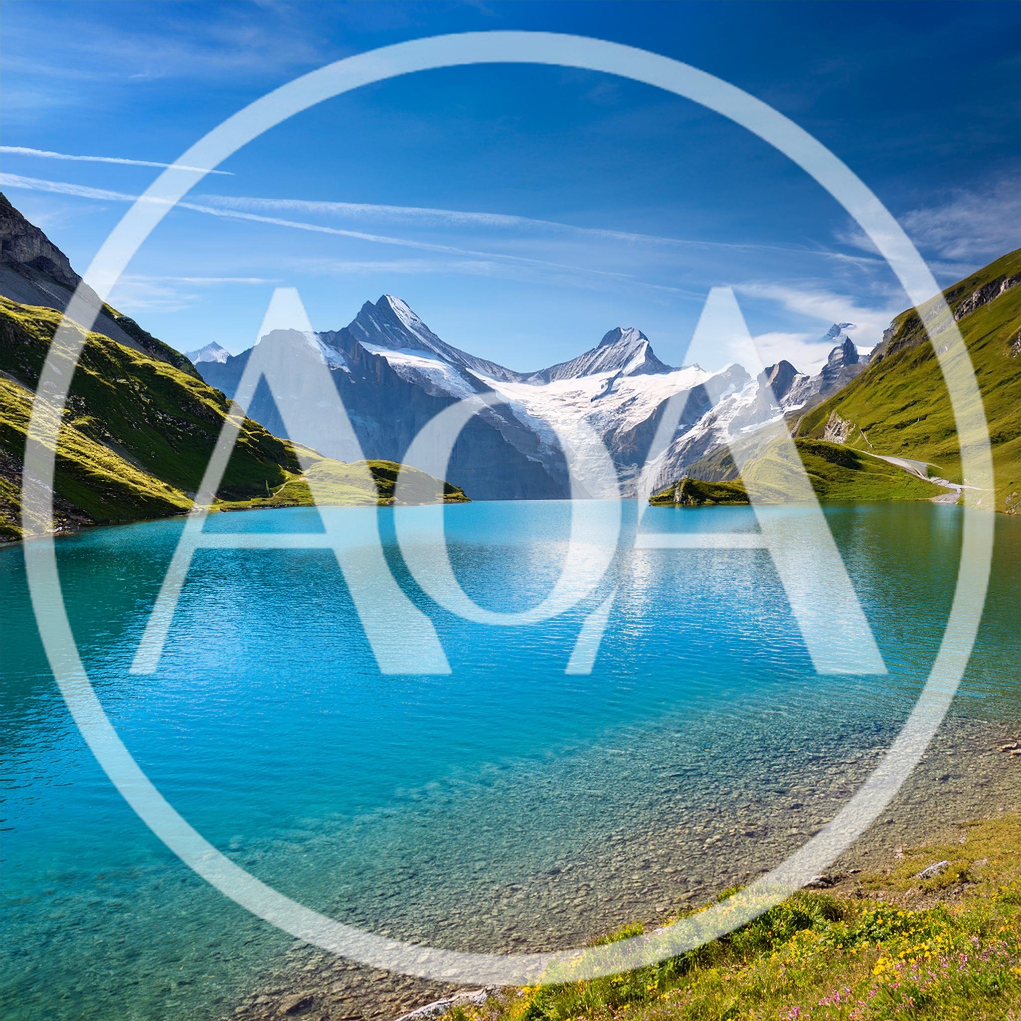 Bachalpsee Lake With Wetterhorn Peaks In Swiss Alps