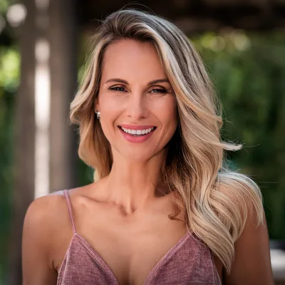 Portrait Of A Smiling Blonde Woman Outdoors