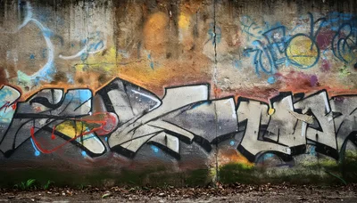 Urban Graffiti Art On A Weathered Concrete Wall