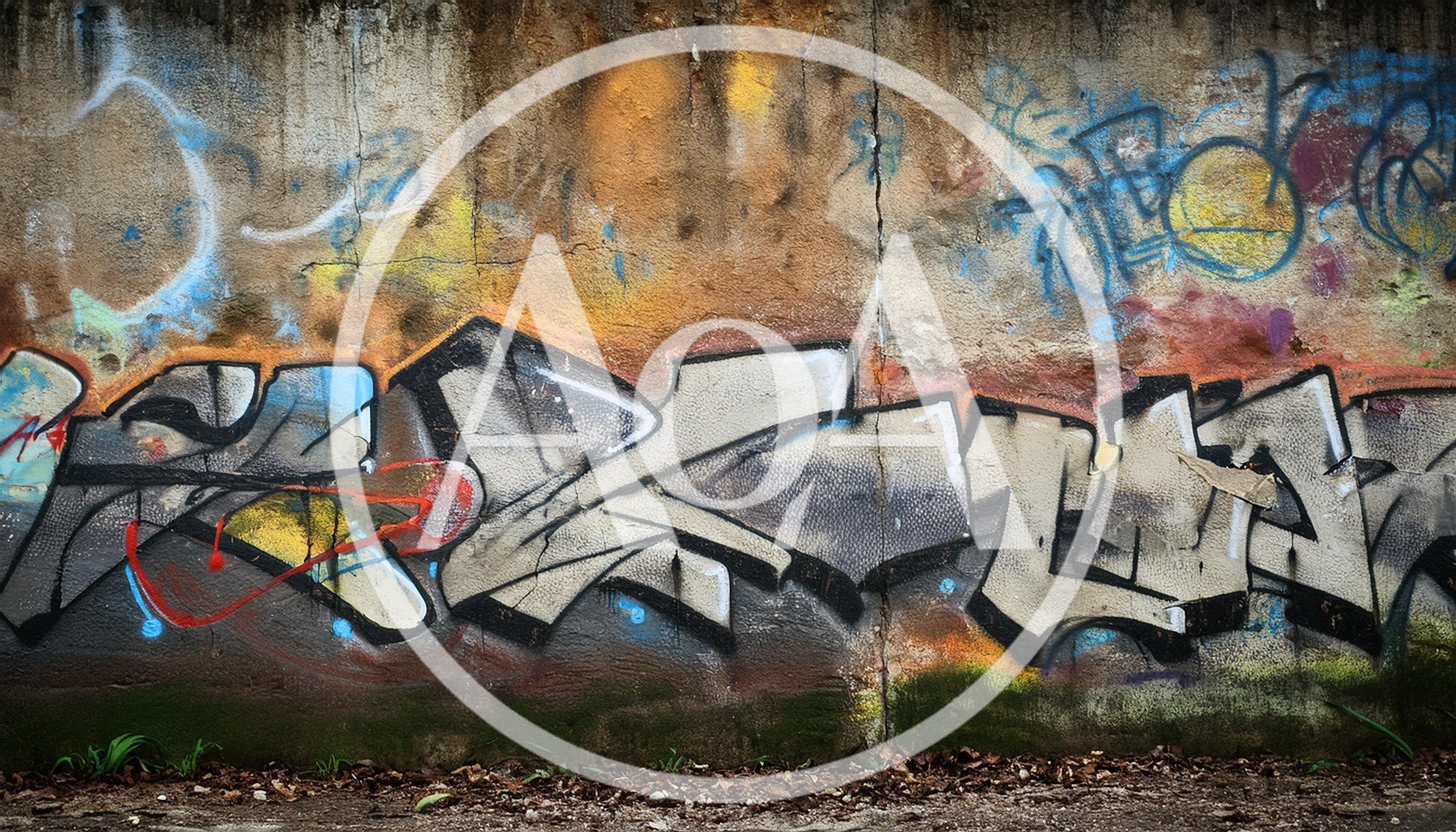 Urban Graffiti Art On A Weathered Concrete Wall