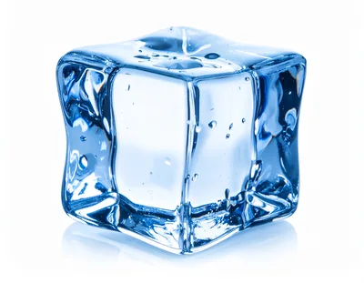 Single Transparent Ice Cube Isolated On White Background