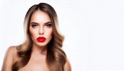 Portrait Of A Beautiful Woman With Red Lips