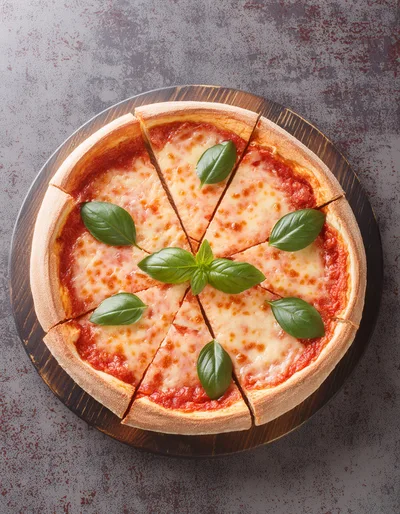 Top View Of A Fresh Margherita Pizza