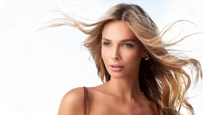 Portrait Of A Beautiful Blonde Woman With Flowing Hair