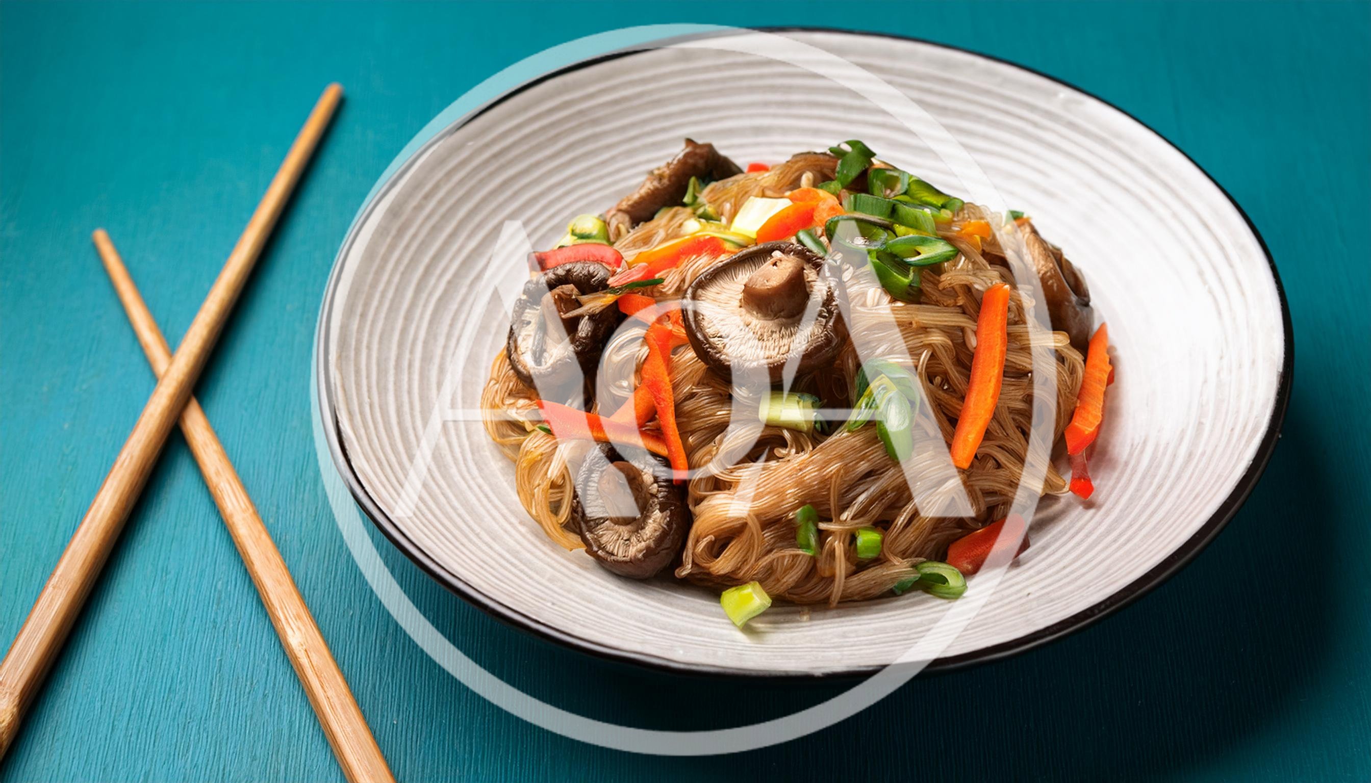 Stir Fried Glass Noodles With Shiitake Mushrooms