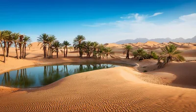 Oasis With Palm Trees In The Sahara Desert