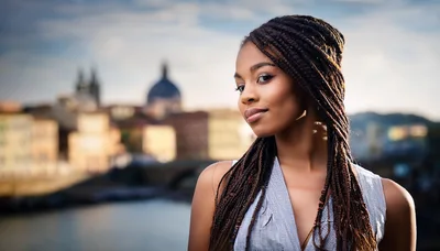 Portrait Of A Young Woman With Braided Hair