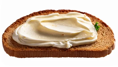 Slice Of Toasted Bread With Cream Cheese Spread