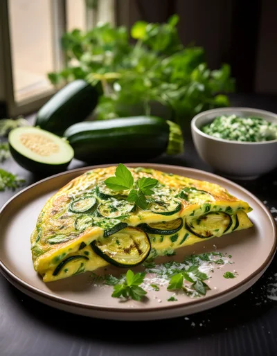 Zucchini Omelet Served On A Plate
