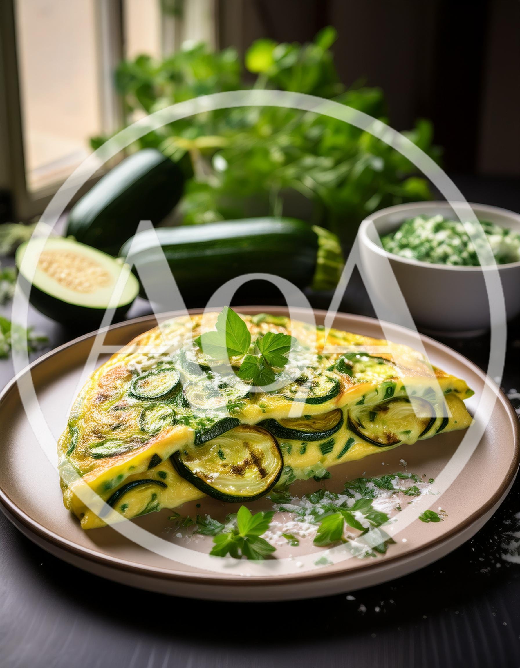 Zucchini Omelet Served On A Plate