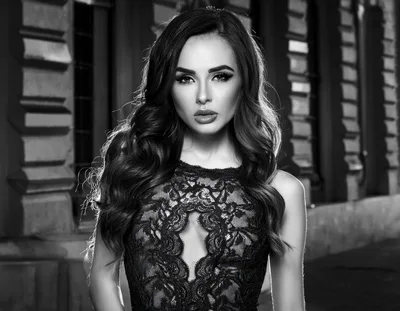 Portrait Of A Glamorous Woman In A Lace Dress