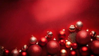 Red Christmas Ornaments On Textured Background