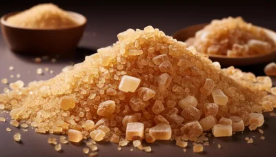 Pile Of Brown Sugar Crystals On Dark Surface