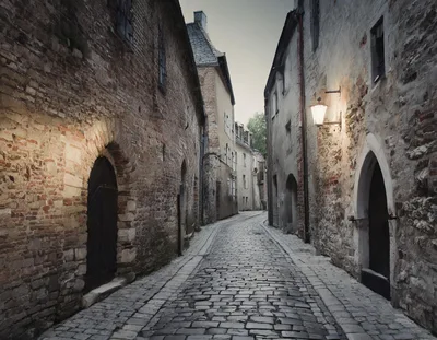 Narrow Cobblestone Alleyway In A Historic European Town