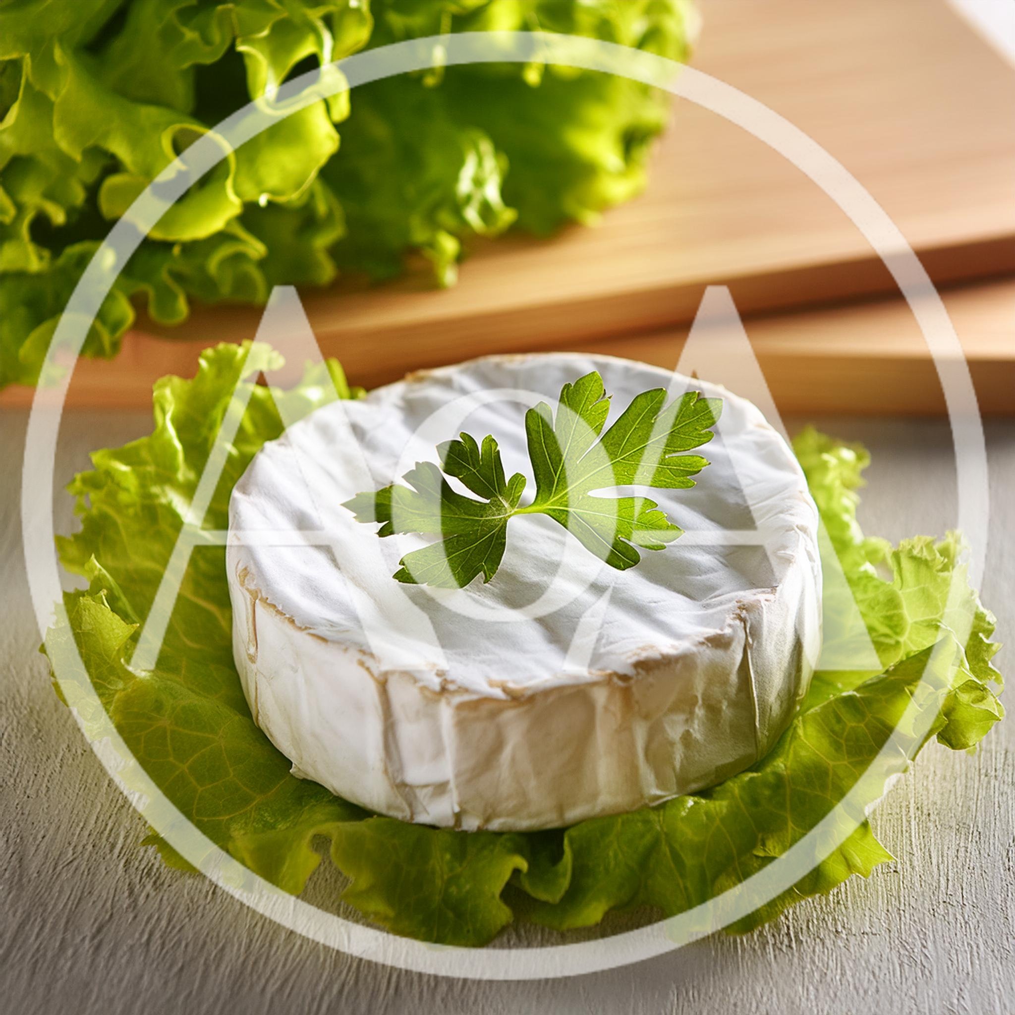 Round Camembert Cheese With Parsley On Lettuce