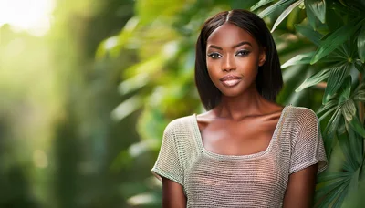 Portrait Of A Beautiful Young Woman In Nature