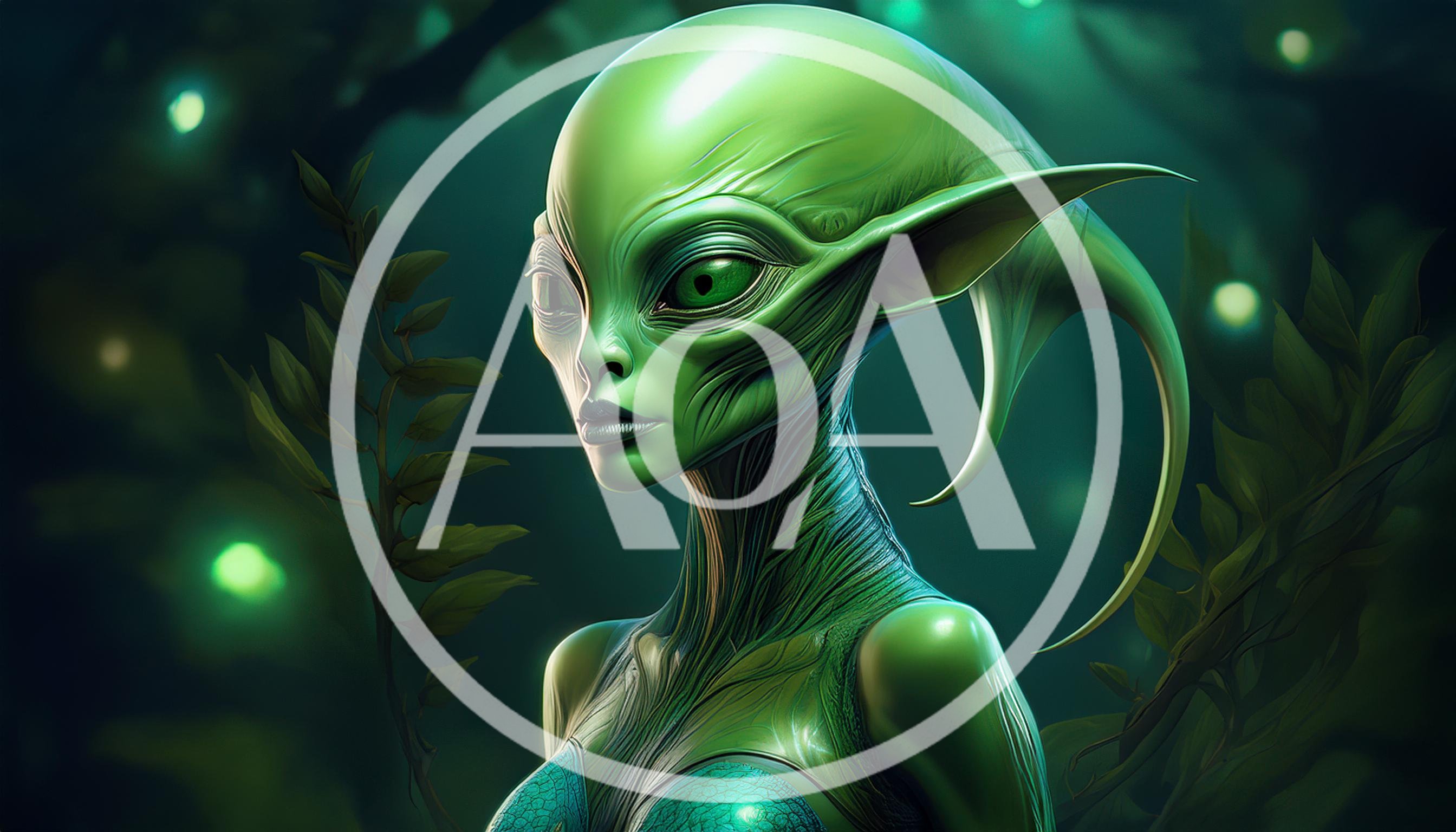 Portrait Of An Ethereal Green Alien Being