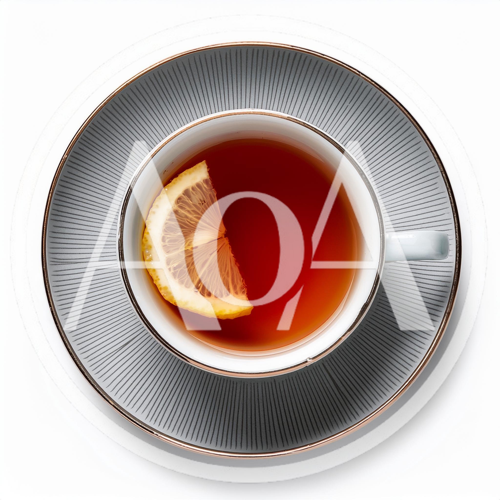 Top View Of A Cup Of Tea With Lemon