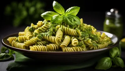Fusilli Pasta With Fresh Basil Pesto Sauce