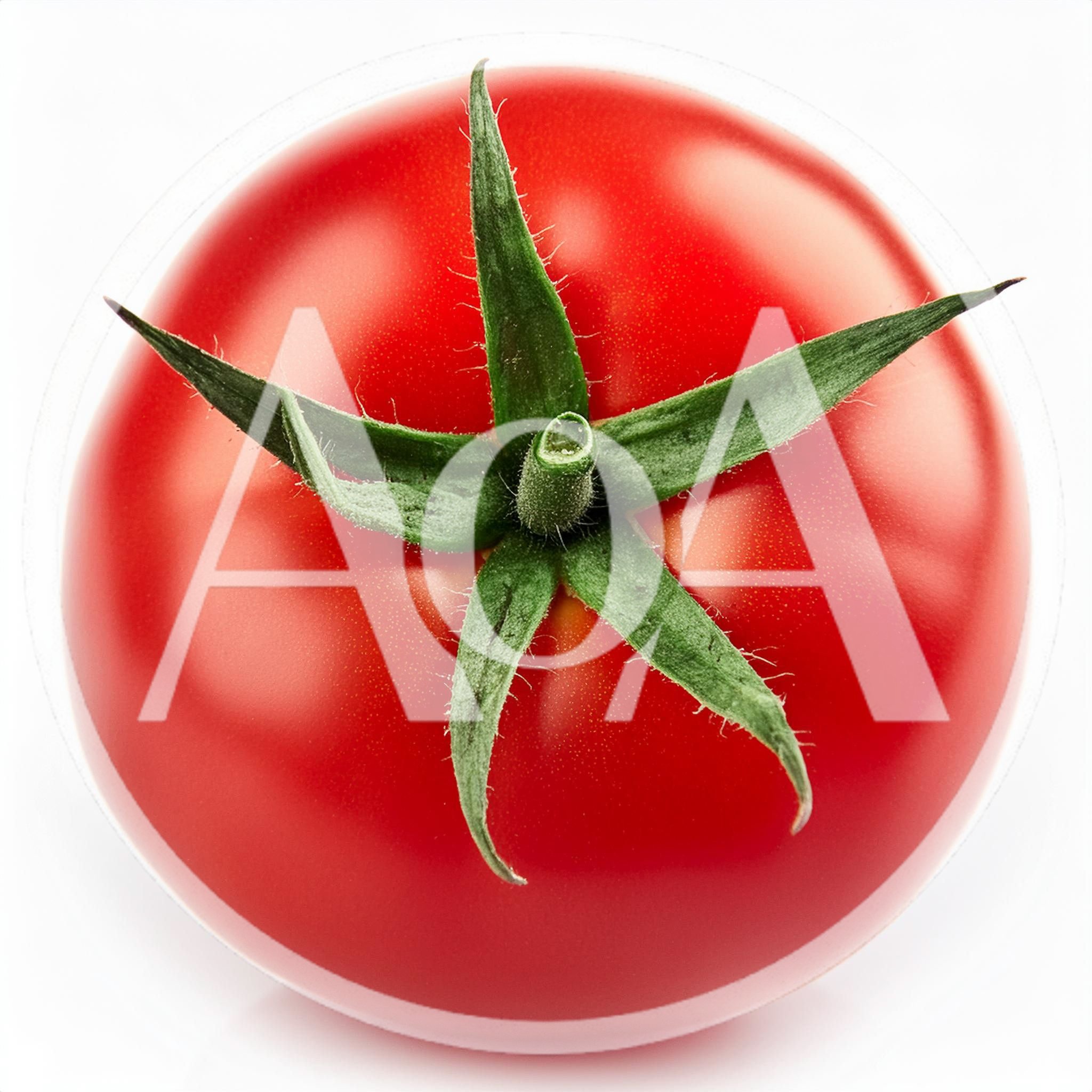 Single Fresh Red Tomato With Green Stem