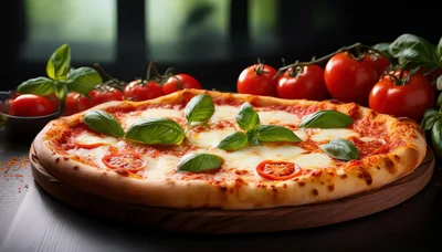 Fresh Margherita Pizza With Basil And Tomatoes
