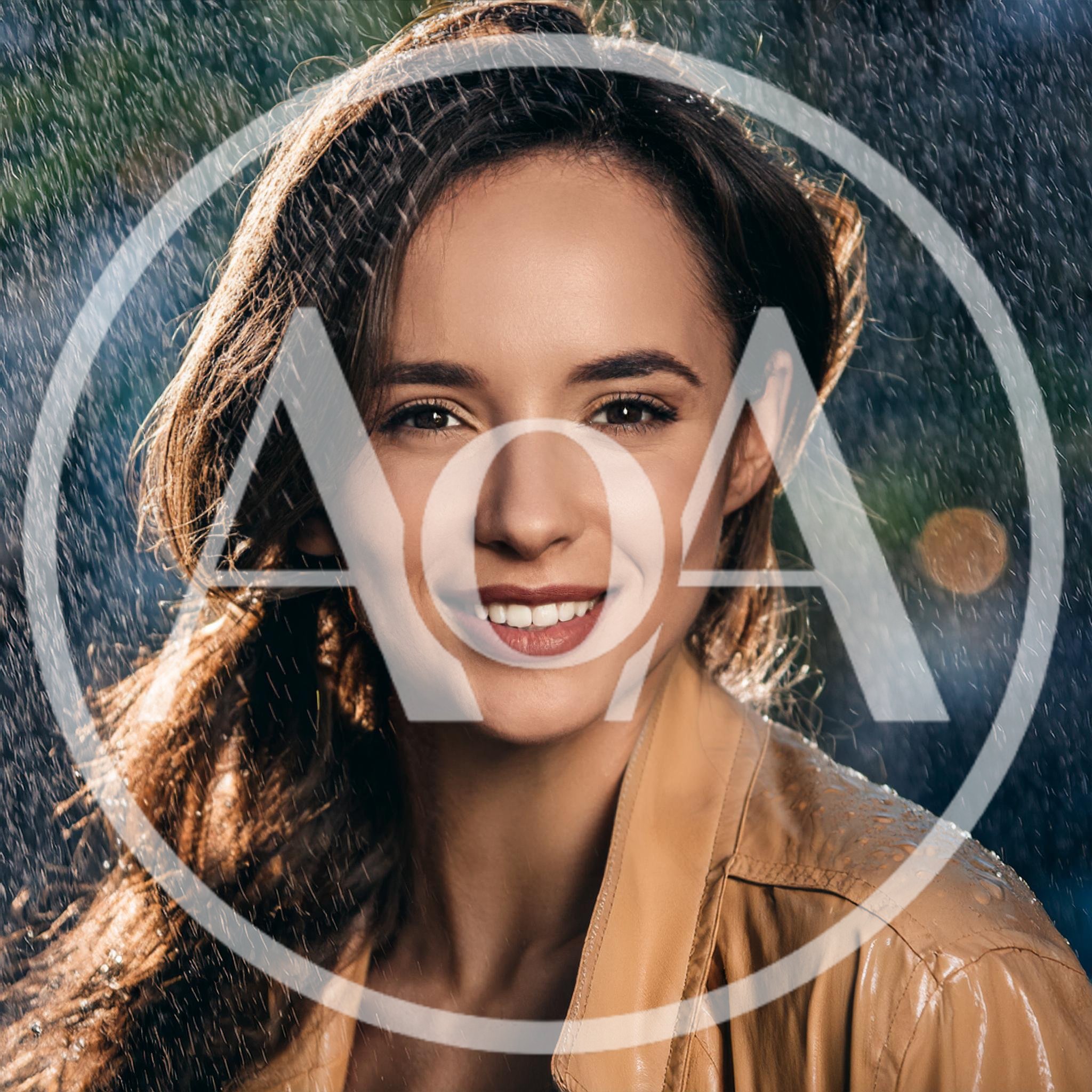 Portrait Of A Smiling Woman In The Rain