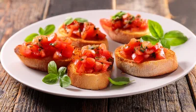 Fresh Tomato Bruschetta Appetizer on a Plate